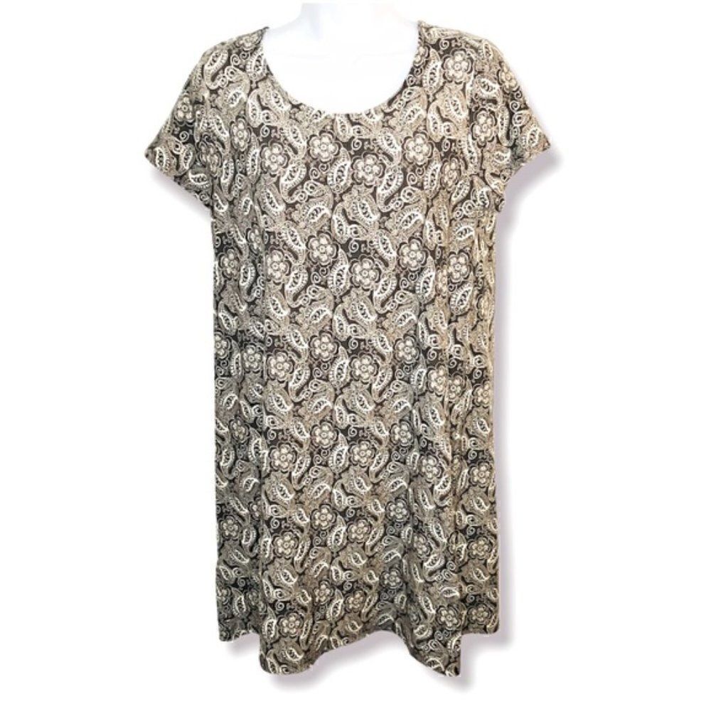 Charming Charlie Soft Paisley Dress Swing Grey Cream S